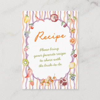 Tarjeta De Recepción Fresh Off The Market Bridal Shower Recipe