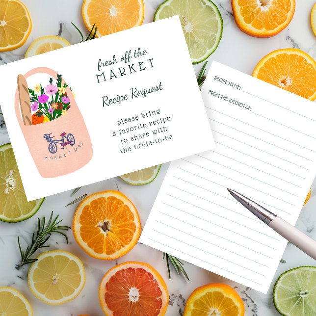 Tarjeta De Recepción FRESH OFF THE MARKET Bridal Shower Recipe Request (FRESH OFF THE MARKET Bridal Shower Recipe Request Enclosure Card
)