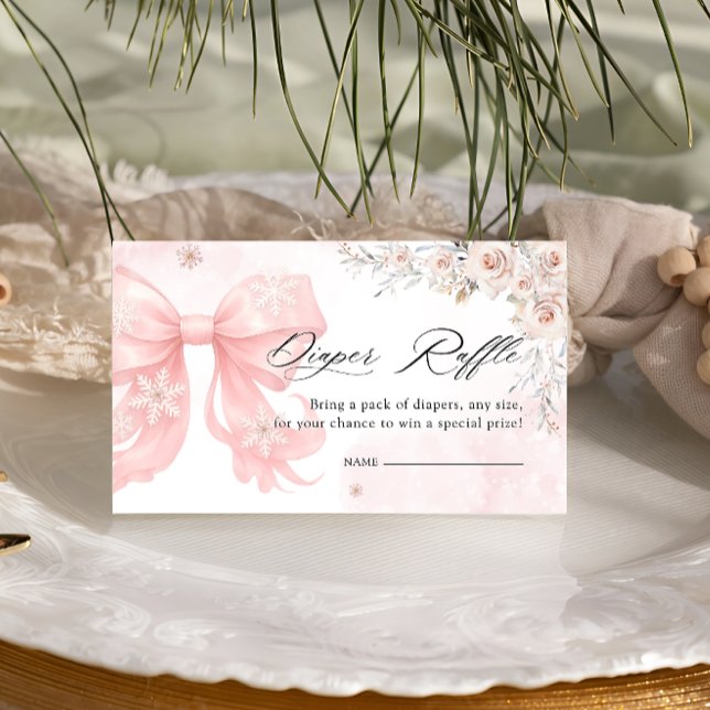 Tarjeta De Recepción Frío exterior invierno Pink Bow Diaper Raffle (Subido por el creador)