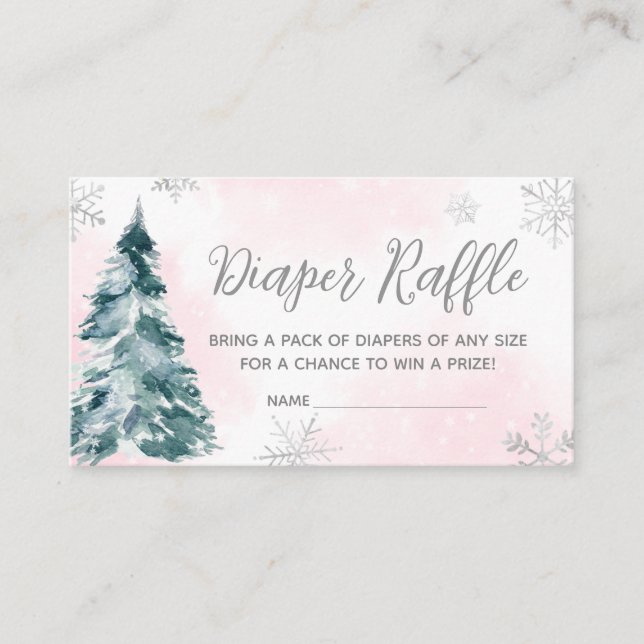 Tarjeta De Recepción Frío fuera de invierno rosa Baby Shower Diaper Raf (Anverso)