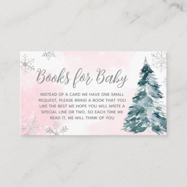 Tarjeta De Recepción Frío fuera de los libros de invierno rosados para  (Anverso)