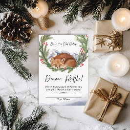 Tarjeta De Recepción Frío fuera de Woodland Fox Winter Diaper Raffle