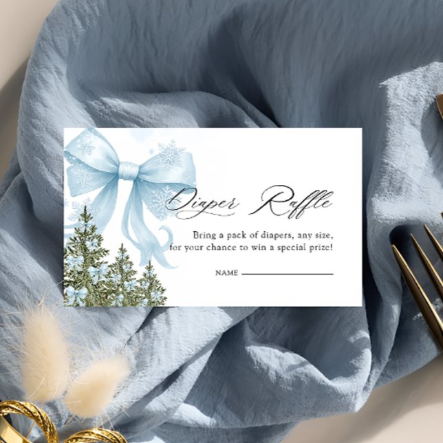 Tarjeta De Recepción Frío fuera del invierno Blue Bow Diaper Raffle (Subido por el creador)