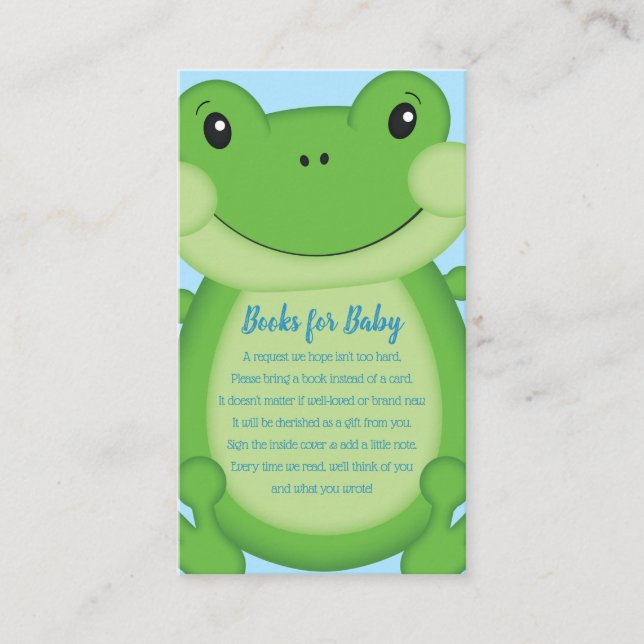 Tarjeta De Recepción Frog Baby Shower Blue (Anverso)