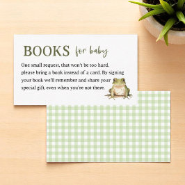 Tarjeta De Recepción Frog Baby Shower trae una solicitud de libro
