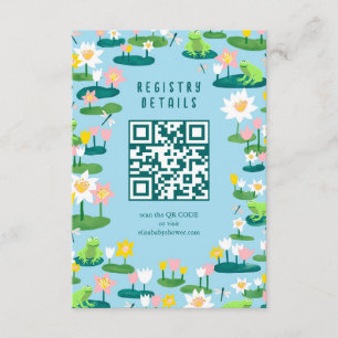 Tarjeta De Recepción Frogs & Lily Pads PERSONALIZADO Cute QR CODE BABY 