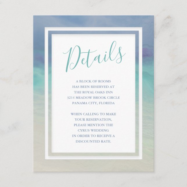 Tarjeta De Recepción Frontera oceánica pintada (Anverso)