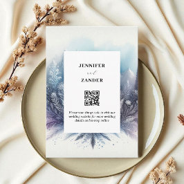 Tarjeta De Recepción Frosty Elegance Boda Moderno acuarela Icy