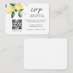 Tarjeta De Recepción Frutas de verano de cítricos limón Boda de código