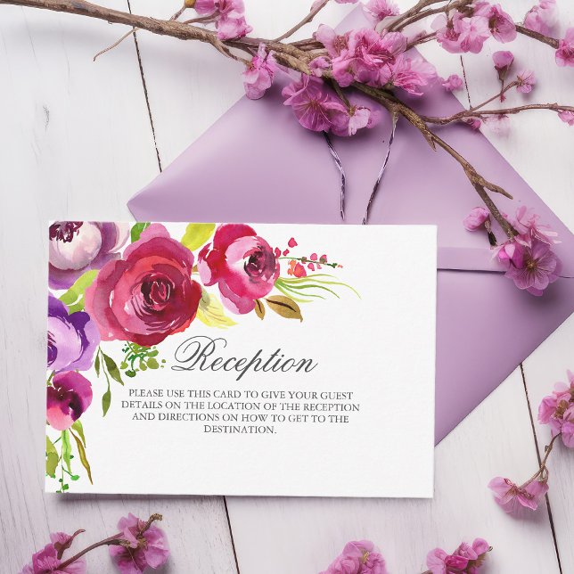 Tarjeta de recepción Fuchsia de jardín floral rosa (Subido por el creador)