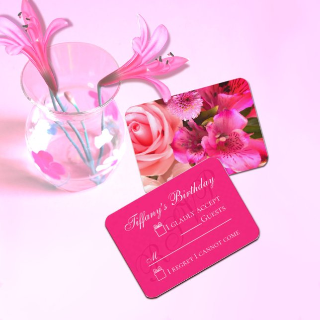 Tarjeta De Recepción Fuchsia Florals Enclosure Card (Subido por el creador)