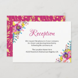 Tarjeta de recepción Fuchsia Gold Blossom Floral W