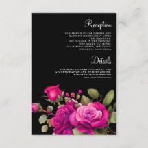 Fuchsia Hot Pink Roses Black Wedding Details