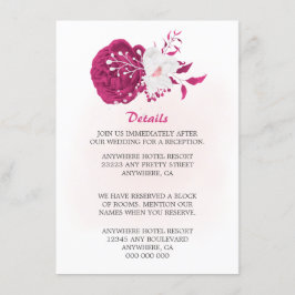 Tarjeta De Recepción fucsia asombrosa y floral blanca