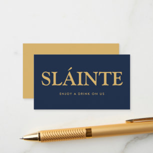 Tarjeta De Recepción Fuente en negrita "Sláinte"Entrada de bebidas grat