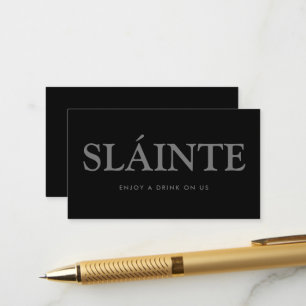 Tarjeta De Recepción Fuente en negrita "Sláinte"Entrada de bebidas grat
