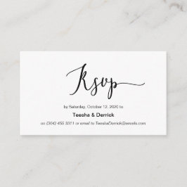 Tarjeta De Recepción Fuente moderna de minimalismo negro, Wedding RSVP