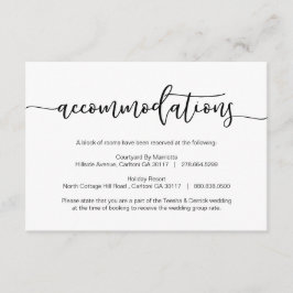 Tarjeta De Recepción Fuente romántica negra moderna, alojamiento, hotel