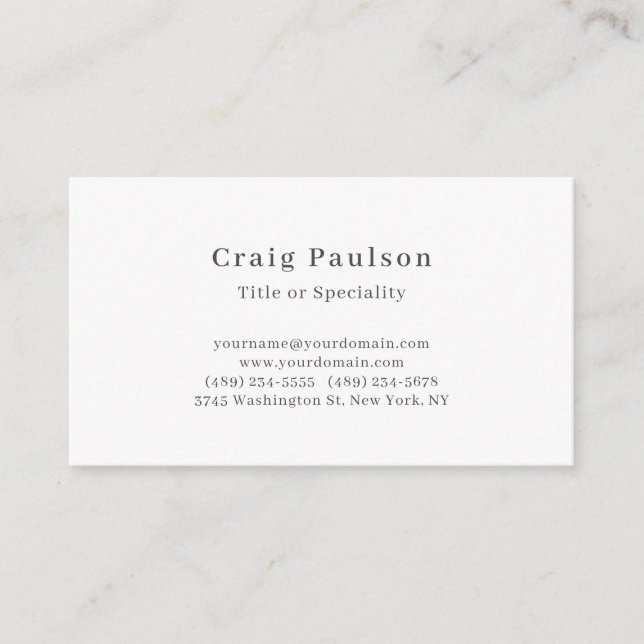Tarjeta De Recepción Fuente Serif Simple Profesional Papel Mate Liso (Anverso)