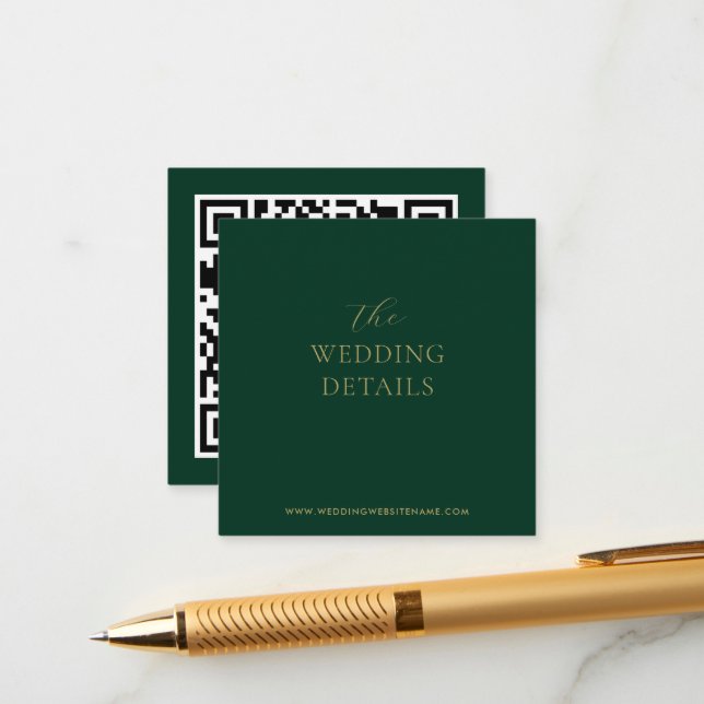 Tarjeta De Recepción Fuente verde esmeralda y oro boda (Anverso/Reverso In Situ)