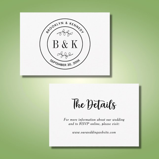 Tarjeta De Recepción Fun bucal botánico Monograma Boda Nombre de la par (Subido por el creador)