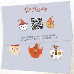 Tarjeta De Recepción Fun Kitty Cat Baby Shower Registro de regalos QR C