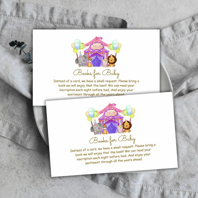 Tarjeta De Recepción Fun Safari Circus Balloon Boks para Baby Shower (Fun Safari Circus Balloon Books For Baby Shower Enclosure Card)