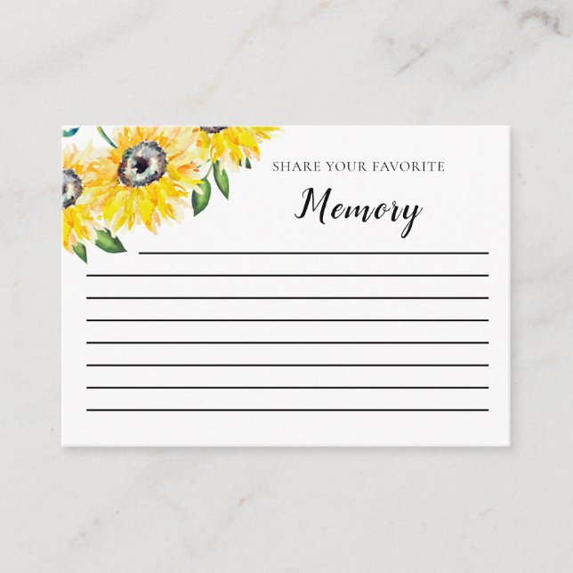 Tarjeta De Recepción Funeral de girasol comparte memoria (Anverso)