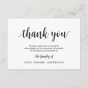 Tarjeta De Recepción Funeral Gracias Note Card Bereavement, Black
