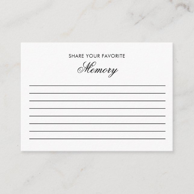 Tarjeta De Recepción Funeral Share Your Memory Memorial Minimal (Anverso)
