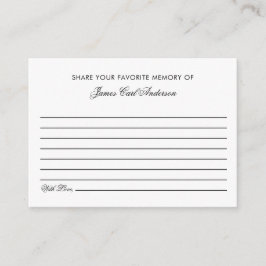 Tarjeta De Recepción Funeral Share Your Memory Memorial Minimal Custom