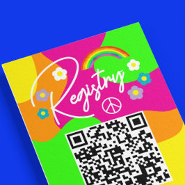 Tarjeta De Recepción Funky Retro Bridal Shower Registry