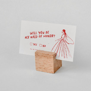 Tarjeta De Recepción Funky Retro   Serás mi empleada de honor