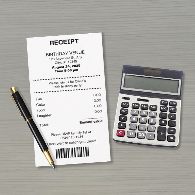 Tarjeta De Recepción Funny, any age receipt theme Birthday invitation (Subido por el creador)