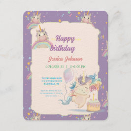 Tarjeta De Recepción Funny Birthday Unicorn