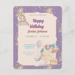 Tarjeta De Recepción Funny Birthday Unicorn