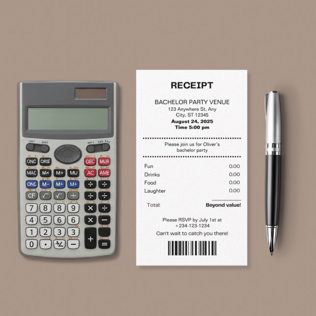Tarjeta De Recepción Funny, Receipt theme bachelor party invitation (Subido por el creador)