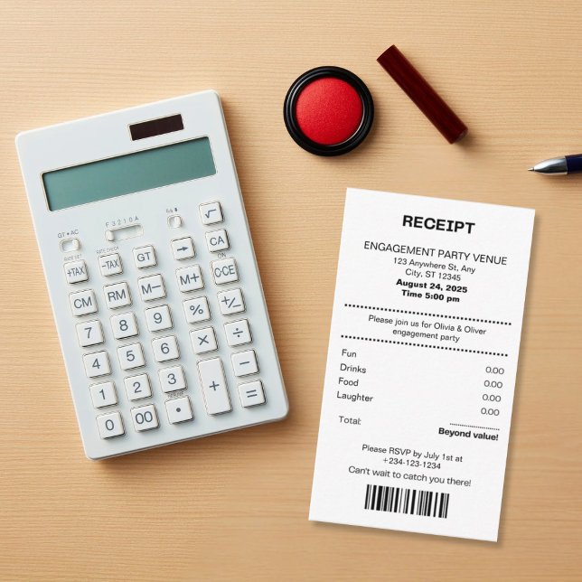 Tarjeta De Recepción Funny, Receipt theme engagement party invitation (Subido por el creador)