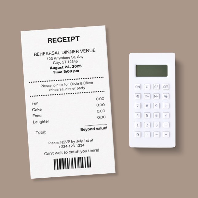 Tarjeta De Recepción Funny, Receipt theme rehearsal dinner invitation (Subido por el creador)