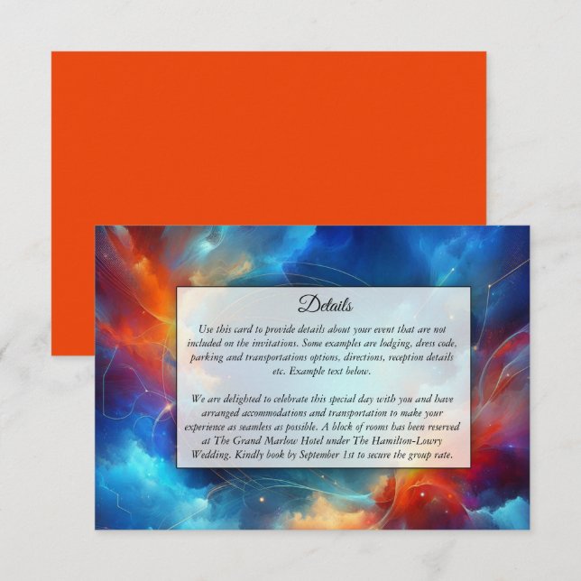 Tarjeta De Recepción Fusión estrellada de fuego y Boda de hielo (Anverso / Reverso)