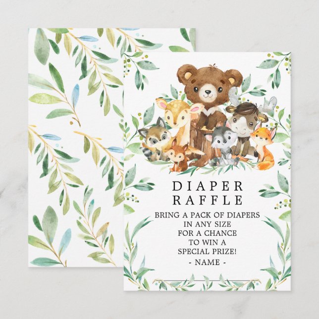 Tarjeta De Recepción Fútbol para Woodland Amigos Baby Shower Diaper Raf (Anverso / Reverso)