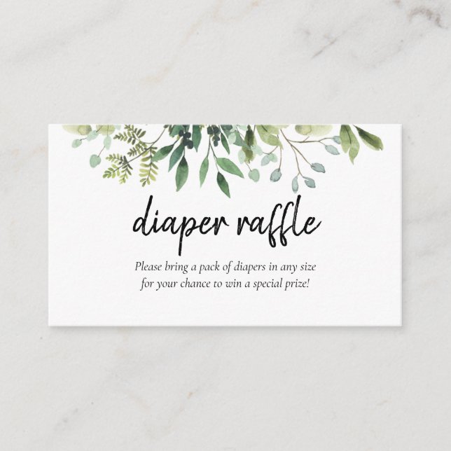 Tarjeta De Recepción Gabinete Baby Shower de Greenery Diaper raffle (Anverso)