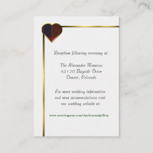 Tarjeta De Recepción Gabinete Boda Stewart Red Plaid Heart
