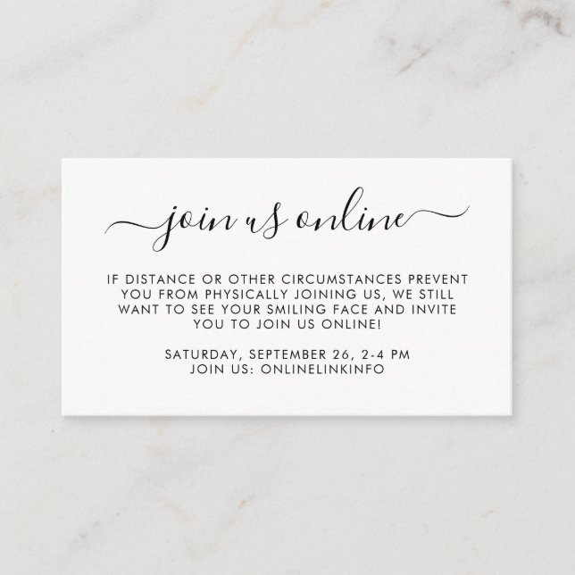 Tarjeta De Recepción Gabinete de Baby Shower de Fiesta de opciones virt (Anverso)