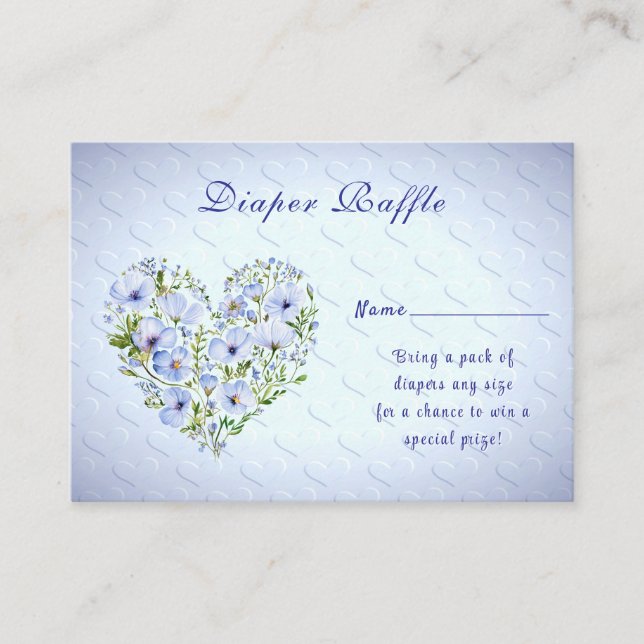 Tarjeta De Recepción Gabinete de Baby Shower Floral Blue Heart (Anverso)