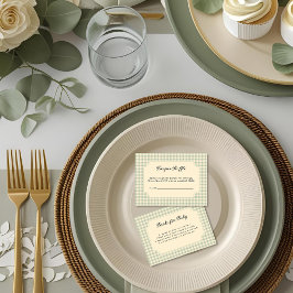 Tarjeta De Recepción Gabinete de Baby Shower Sage Green Gingham moderno