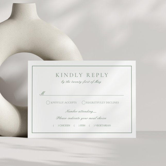 Tarjeta De Recepción Gabinete de Boda de Monograma Escudo Sage Green RS (Subido por el creador)