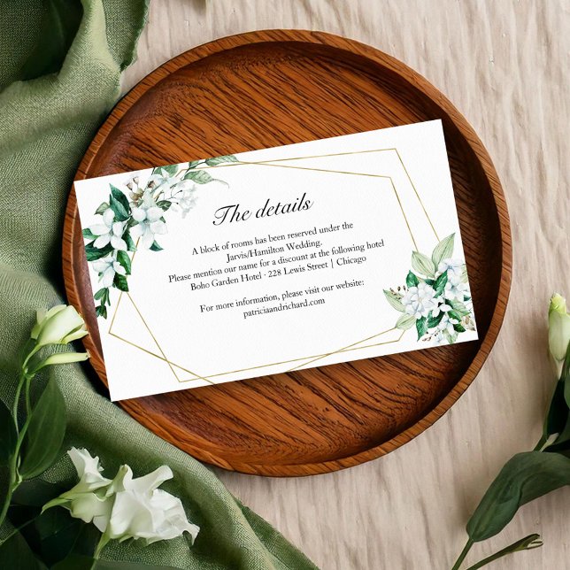 Tarjeta De Recepción Gabinete de Boda de vegetación floral geométrica (Subido por el creador)