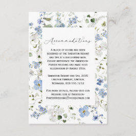 Tarjeta De Recepción Gabinete de Boda floral de color azul y blanco