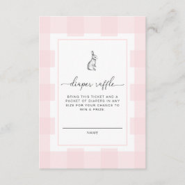 Tarjeta De Recepción Gabinete de boletos de Pink Gingham Bunny Diaper R